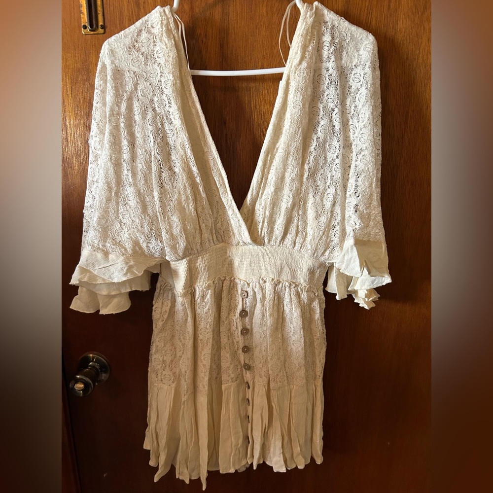 Cream, lace romper